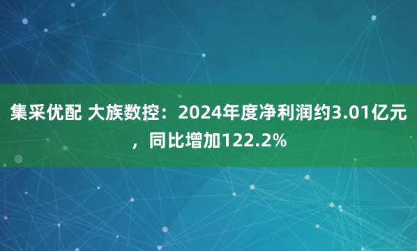 集采优配 大族数控：2024年度净利润约3.01亿元，同比增加122.2%
