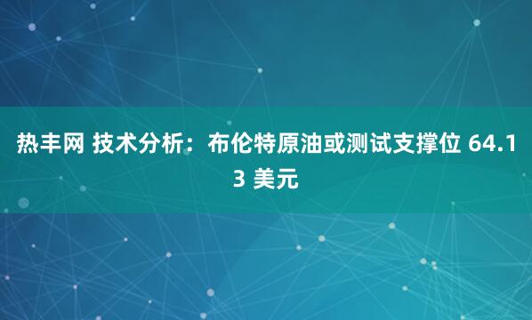 热丰网 技术分析：布伦特原油或测试支撑位 64.13 美元