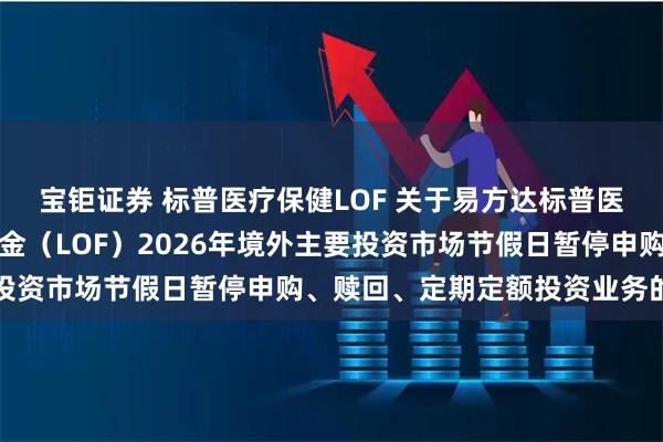 宝钜证券 标普医疗保健LOF 关于易方达标普医疗保健指数证券投资基金（LOF）2026年境外主要投资市场节假日暂停申购、赎回、定期定额投资业务的公告